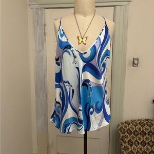 L'Agence 60s Inspired Designer Psychedelic Tank Top Camisole Size L-XL